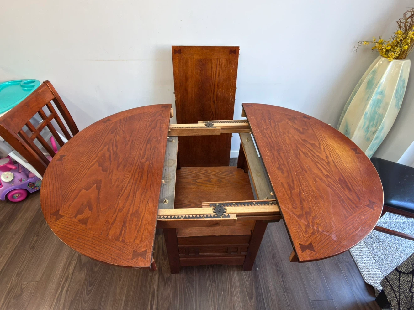 Solid wood round dining table with  4 chairs - photo 5