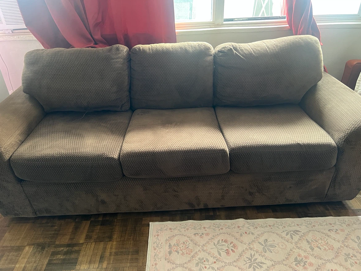 Brown fabric sofa and armchair set
