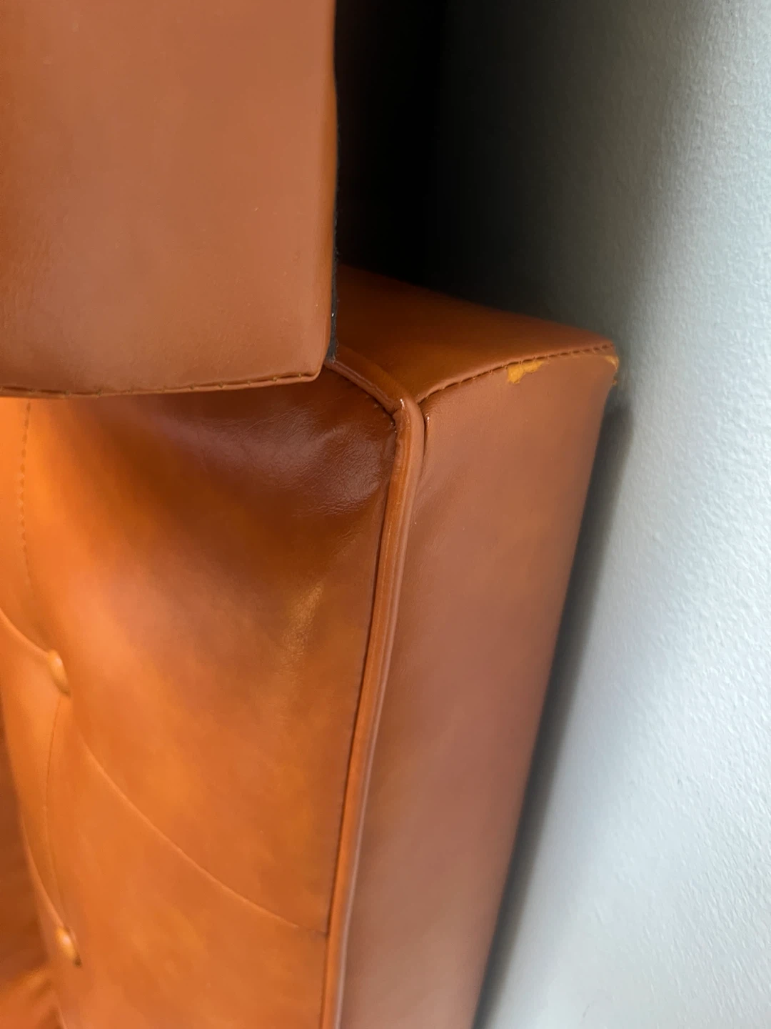 Mid-Century Modern Faux Leather Futon Sofa - photo 2