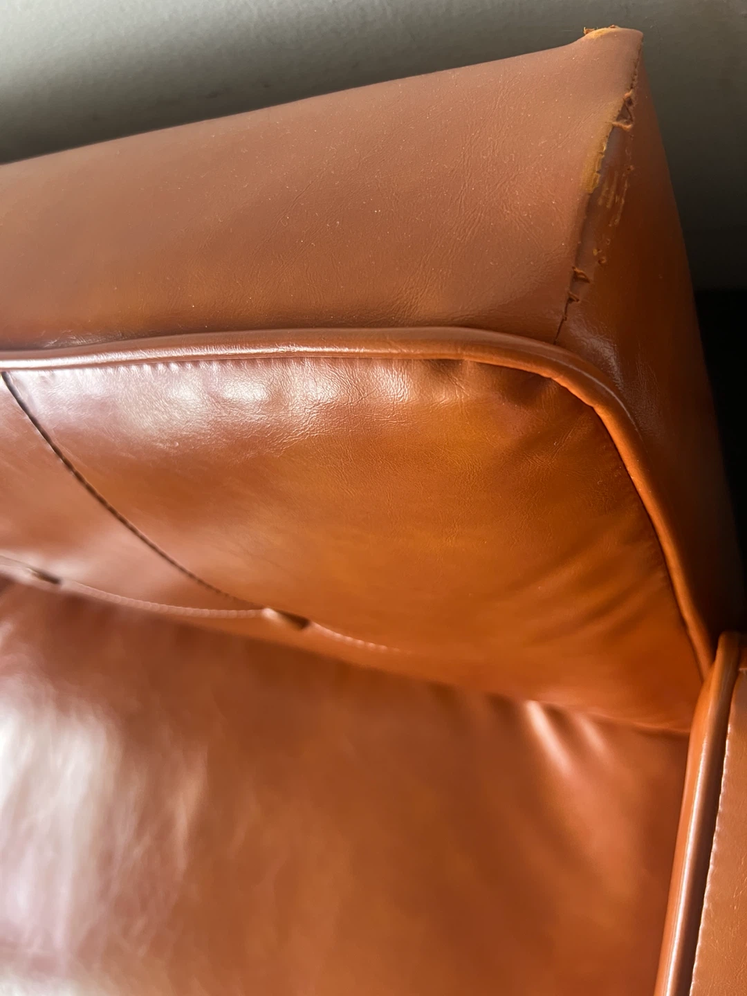 Mid-Century Modern Faux Leather Futon Sofa - photo 3