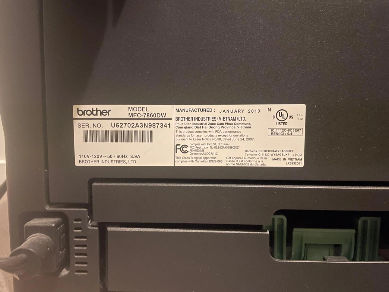 Brother MFC-7860DW Laser Printer Plus One Toner Cartridge - photo 2