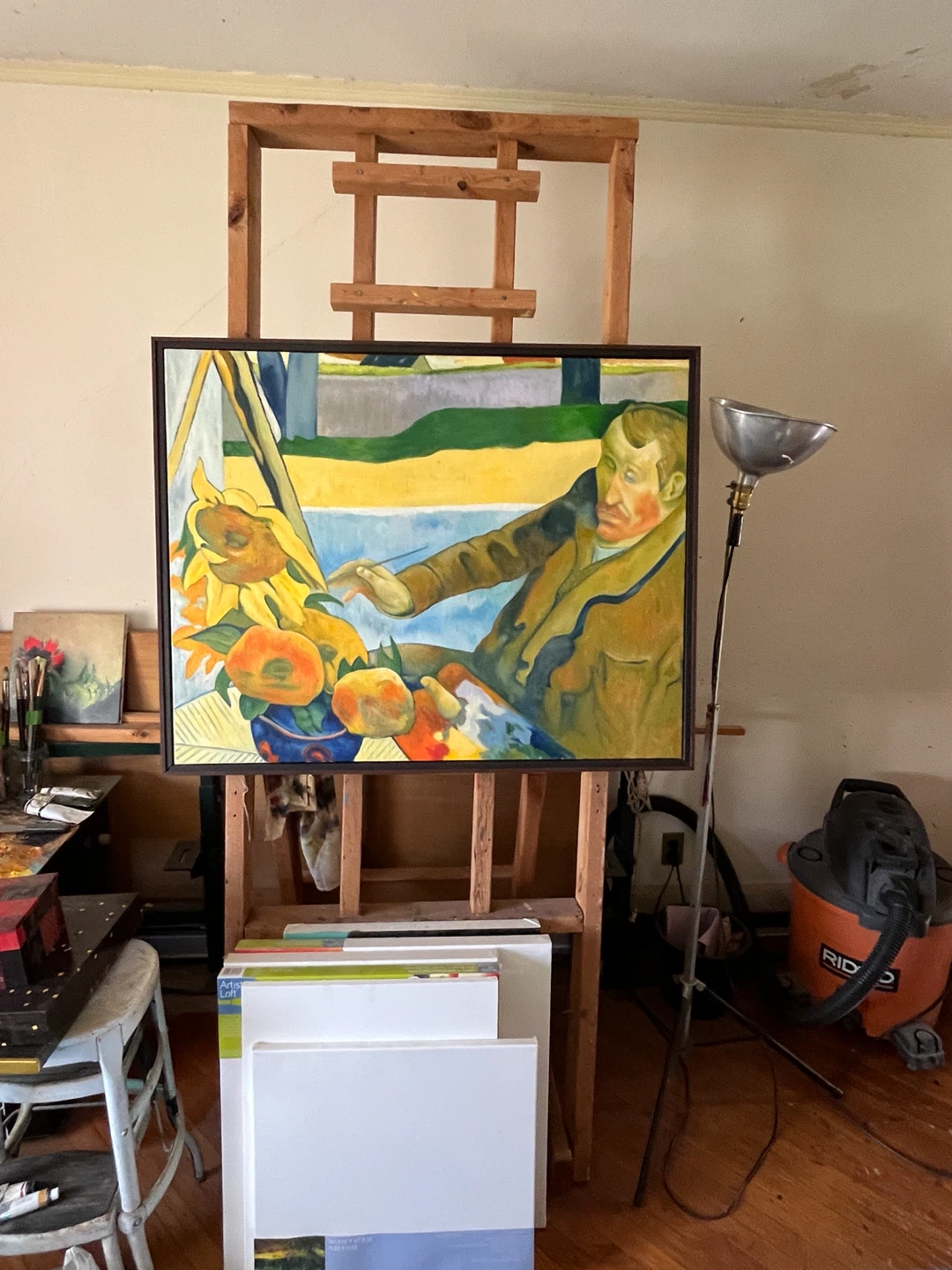 Portrait of Van Gogh painting Sunflowers - Artist Oil Painting - photo 2