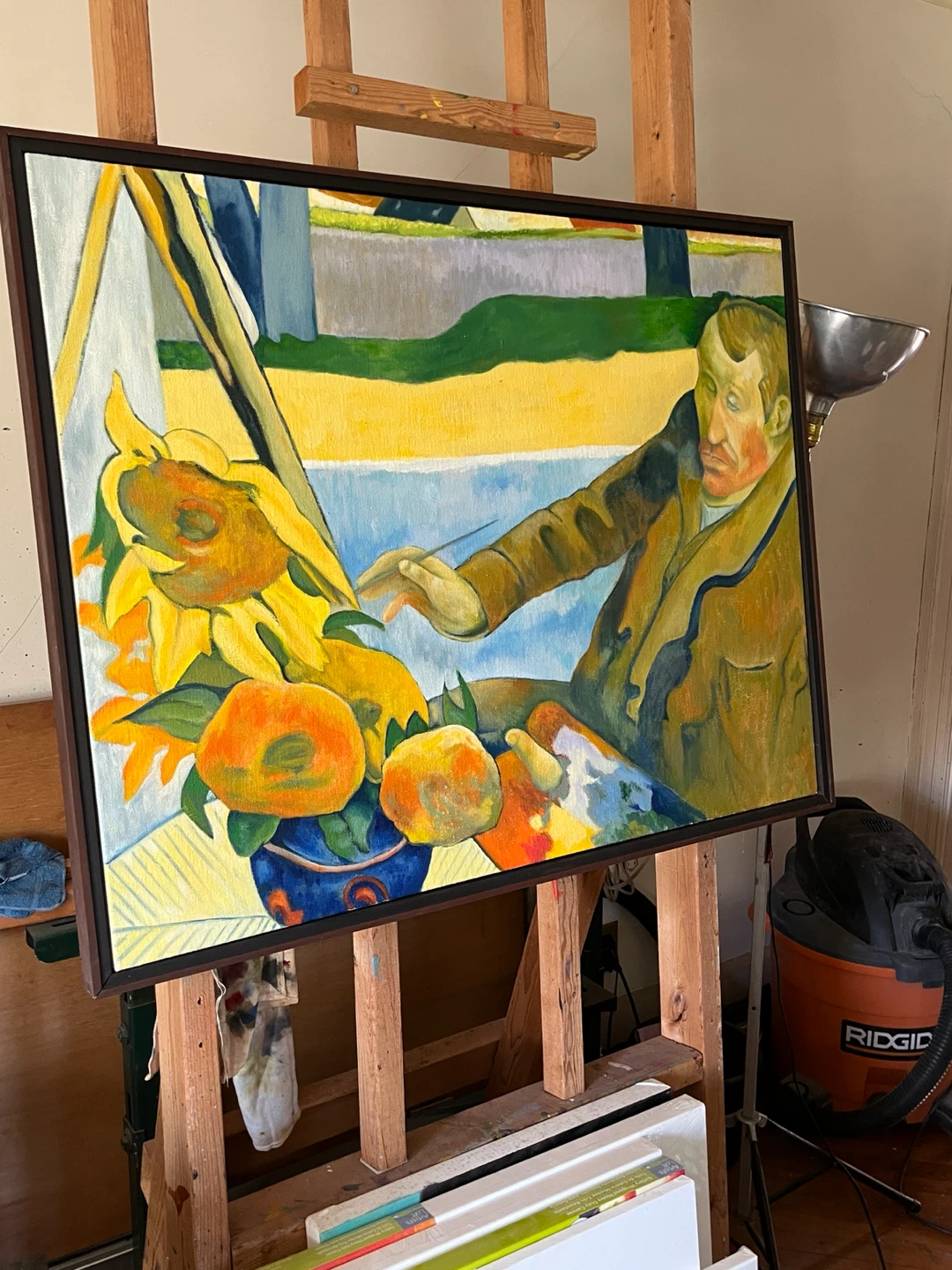 Portrait of Van Gogh painting Sunflowers - Artist Oil Painting - photo 5