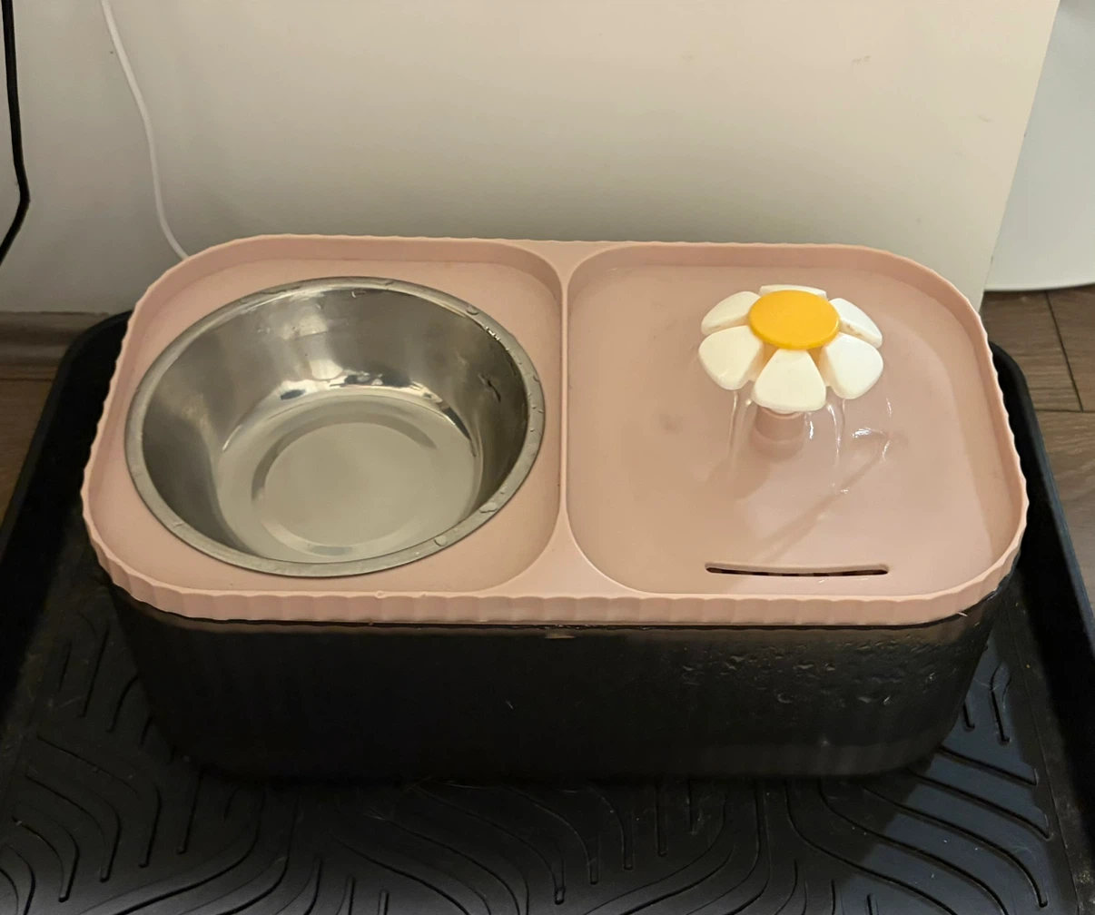 Cat water fountain with food bowl