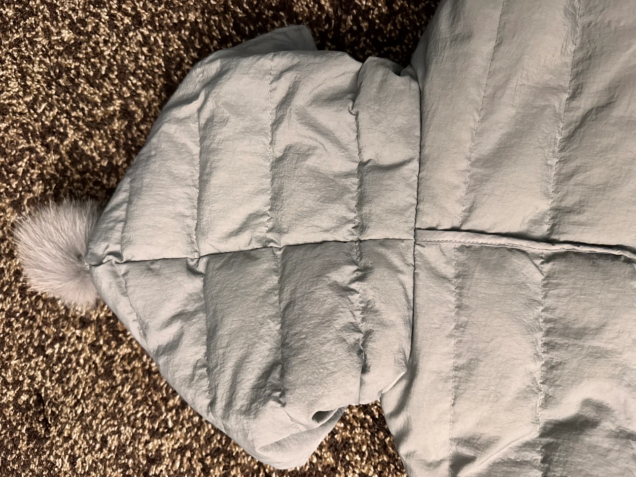Grey Long Puffer Jacket with Hood - photo 3