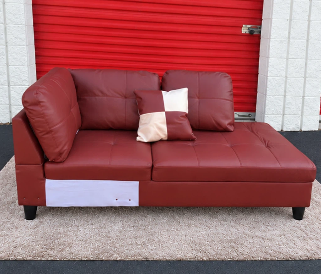 Red Faux Leather Chaise Lounge