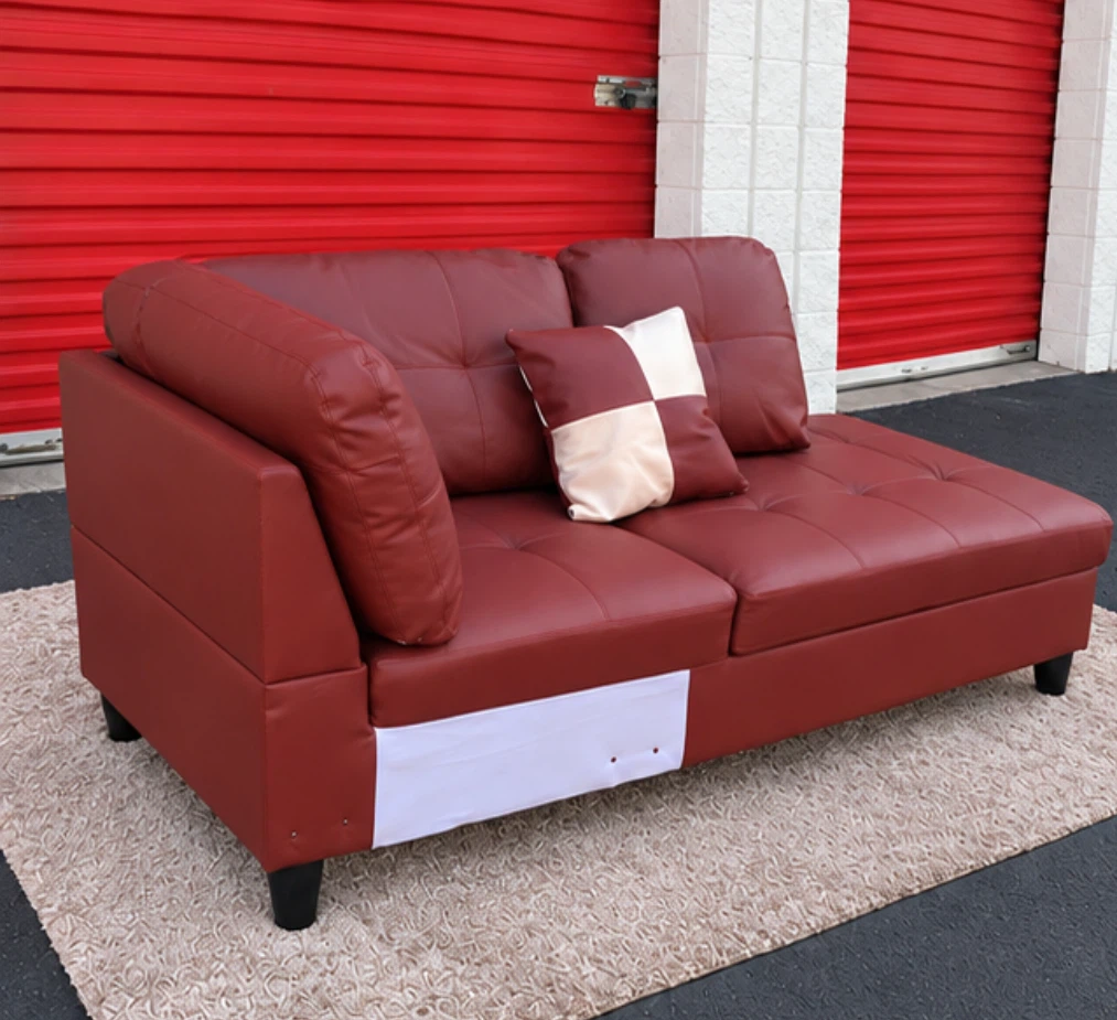 Red Faux Leather Chaise Lounge - photo 2