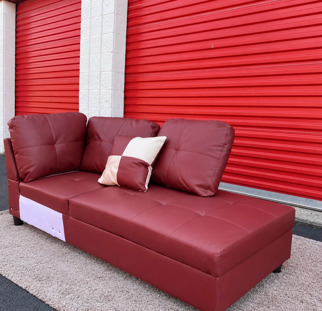 Red Faux Leather Chaise Lounge - photo 3