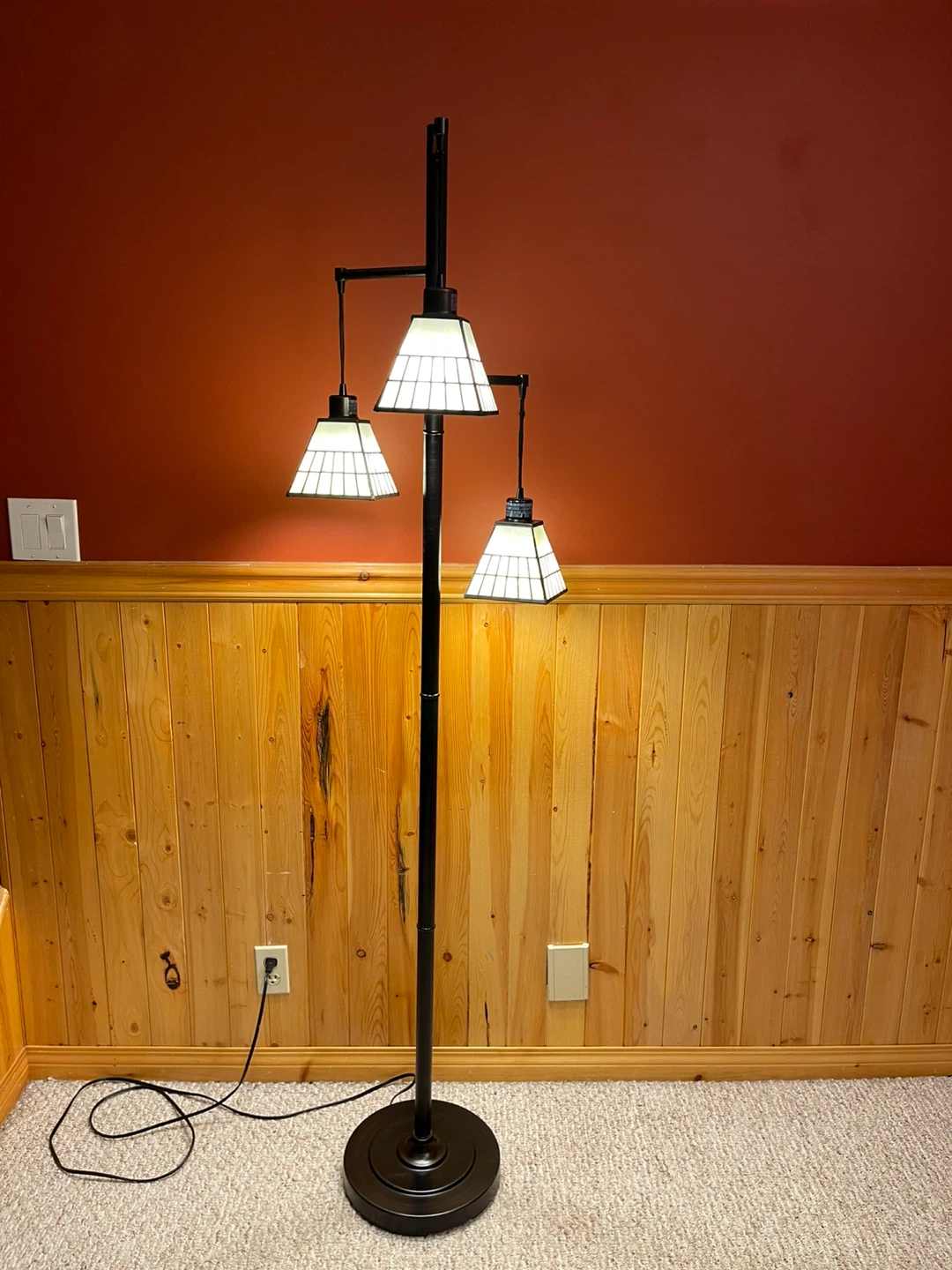 A beautiful 3-shade stained glass floor lamp
