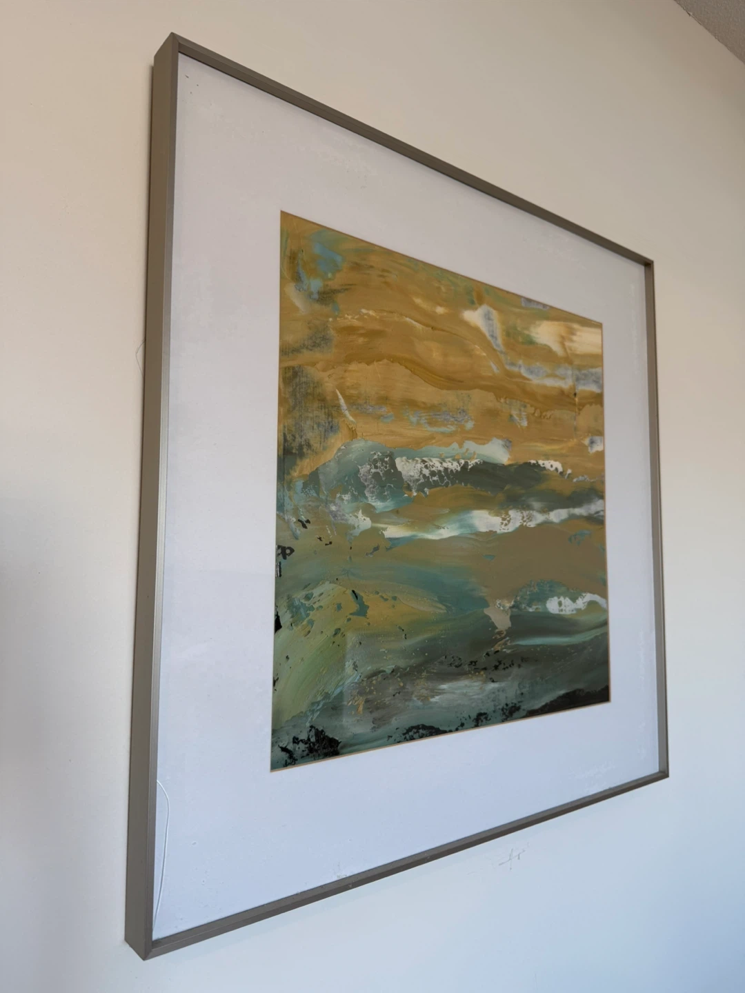 Abstract wall art with metal frame