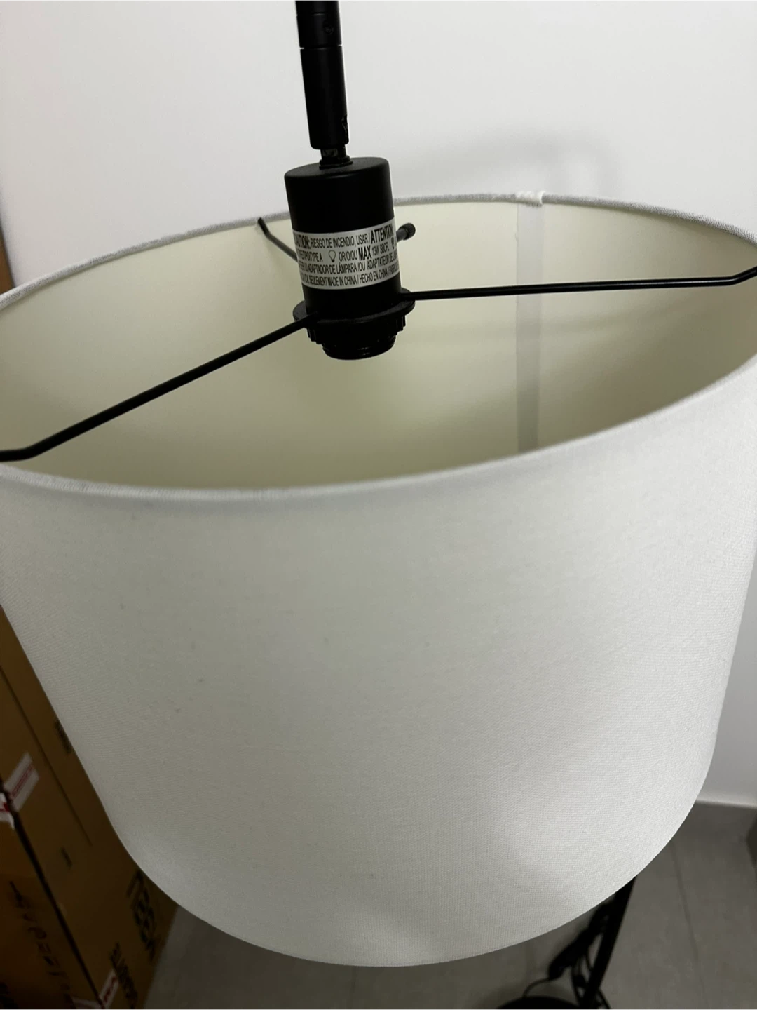 Modern Black Arc Floor Lamp with White Shade - photo 2