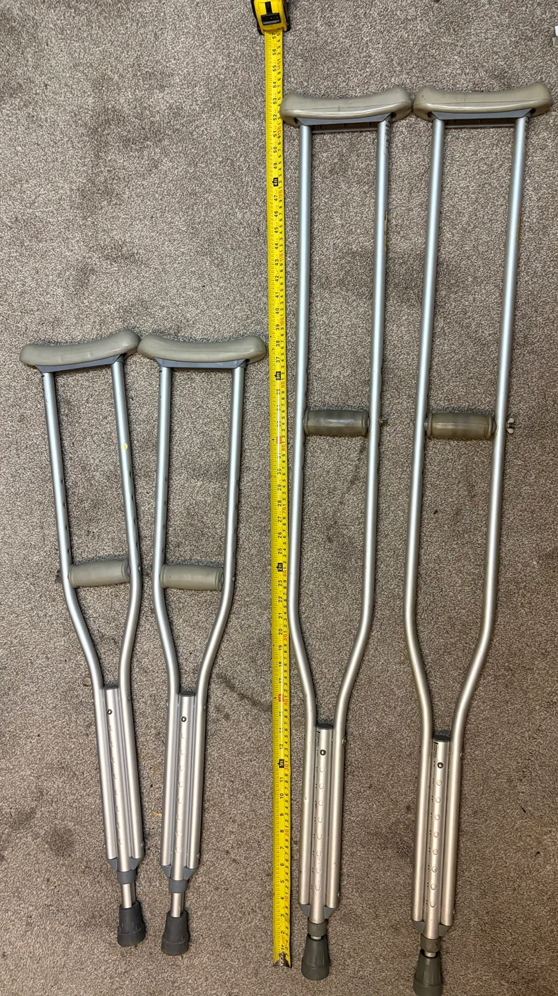 Two Pairs of Adjustable Aluminum Crutches