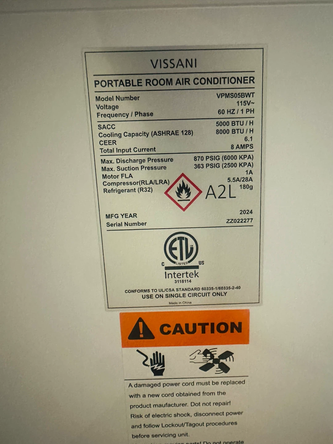 Vissani Portable Room Air Conditioner - photo 2