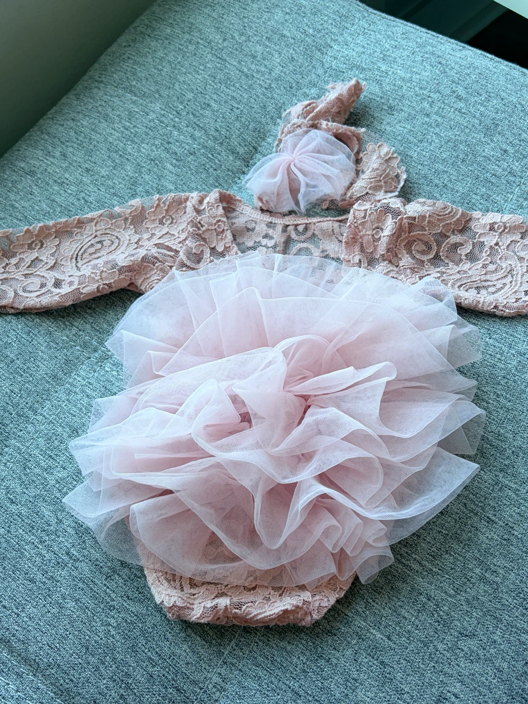 Baby Girl Lace Bodysuit with Headband