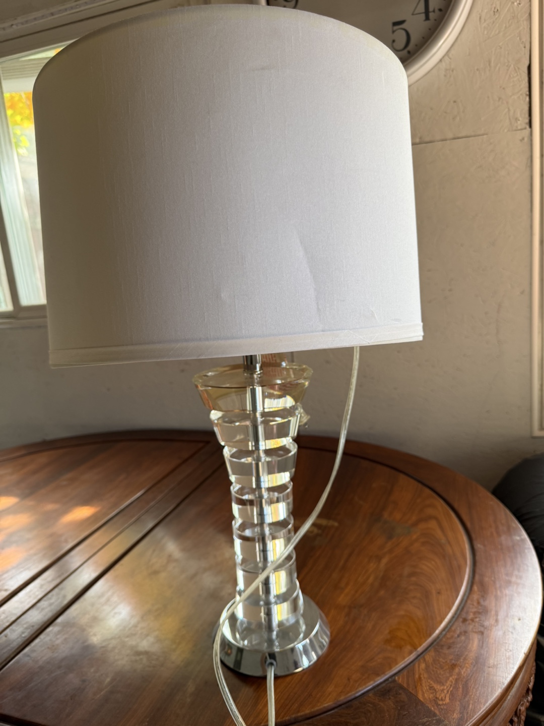 Clear Glass Column Table Lamp