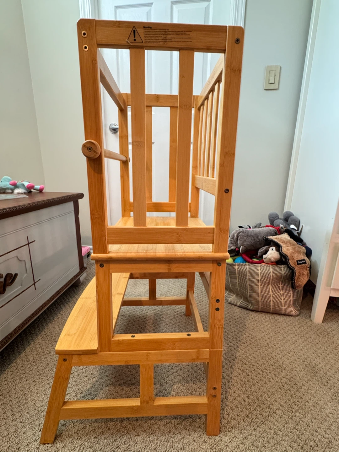 COSYLAND Toddler Kitchen Helper Stool – Natural Bamboo - photo 2
