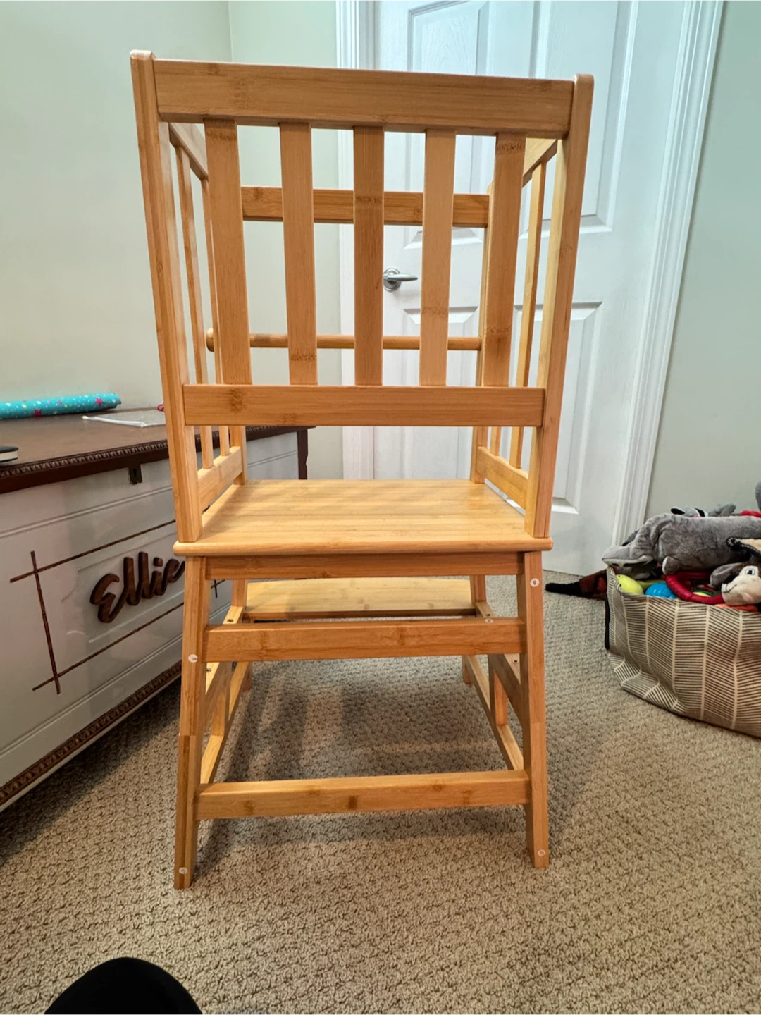 COSYLAND Toddler Kitchen Helper Stool – Natural Bamboo - photo 3