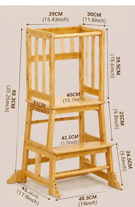 COSYLAND Toddler Kitchen Helper Stool – Natural Bamboo - photo 4