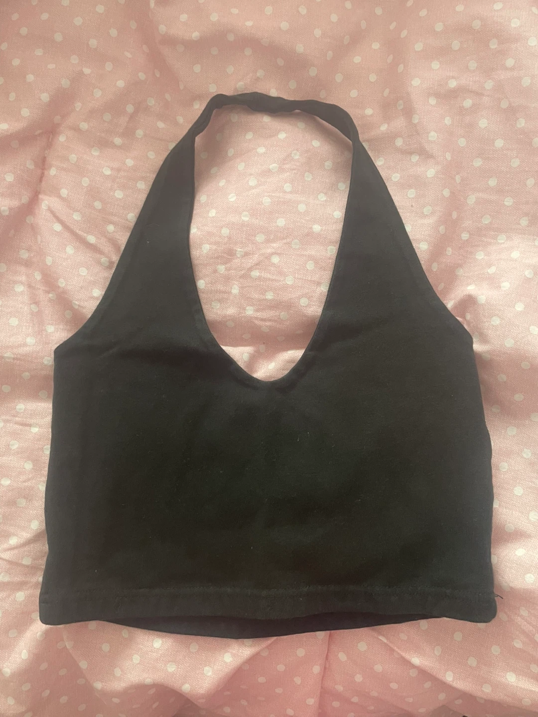 John Galt Black Halter Crop Top