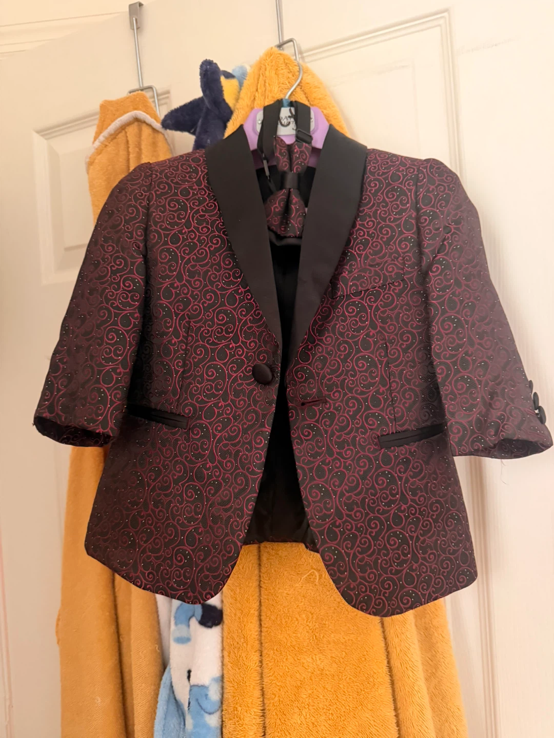 Jodano Collection Boys Burgundy Patterned Suit Jacket