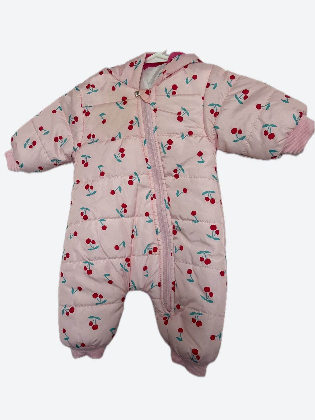 Baby Cherry Print Puffer Snowsuit