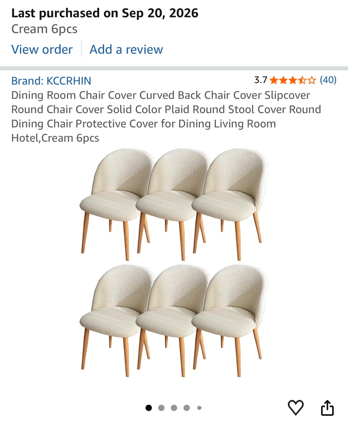 KCCRHIN Cream Dining Chair Covers 6pcs - photo 3