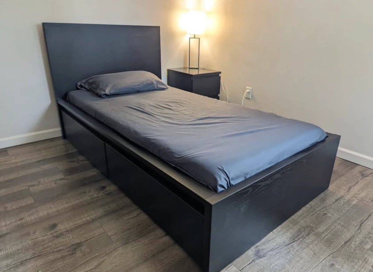 Black Twin Bed Frame with Storage and mattress - photo 3