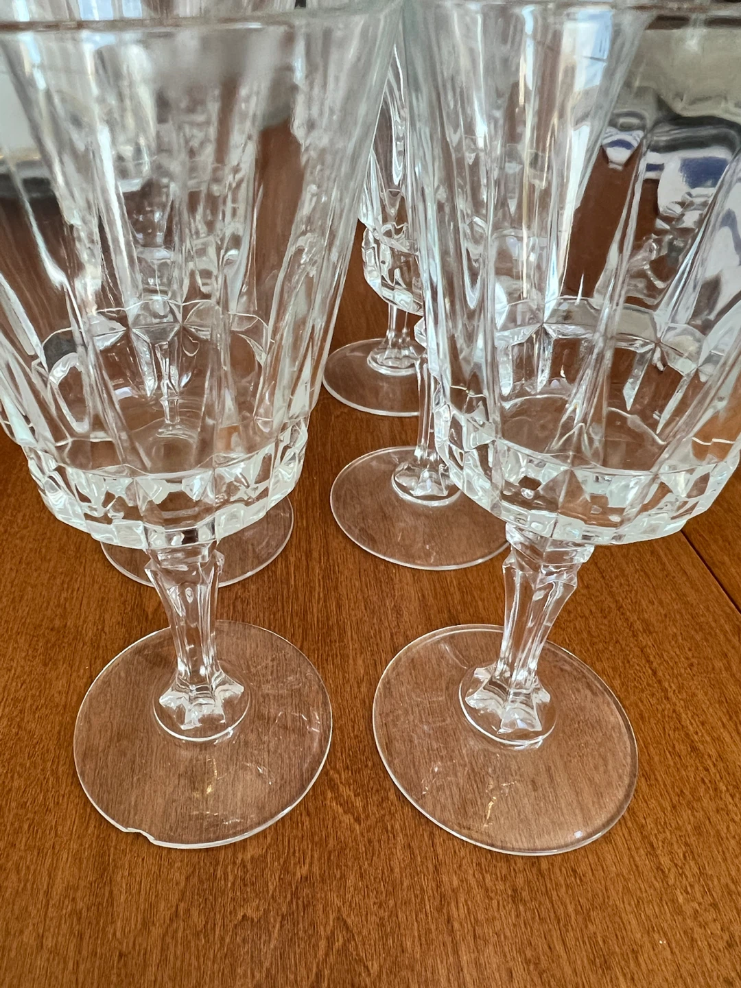 Set of 6 Vintage Crystal Wine Glasses