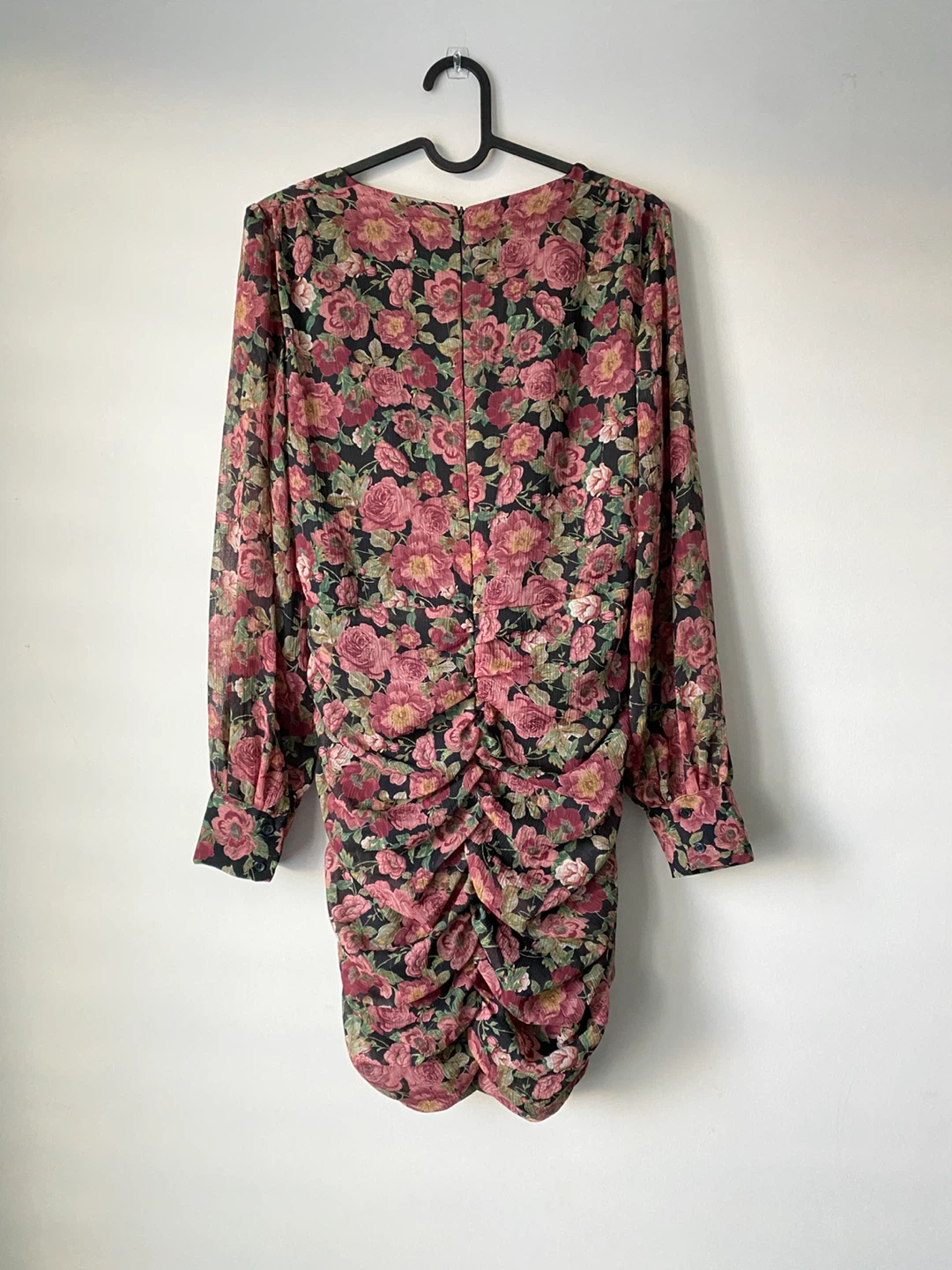 MANGO Black & Pink Floral Ruched Mini Dress - photo 2