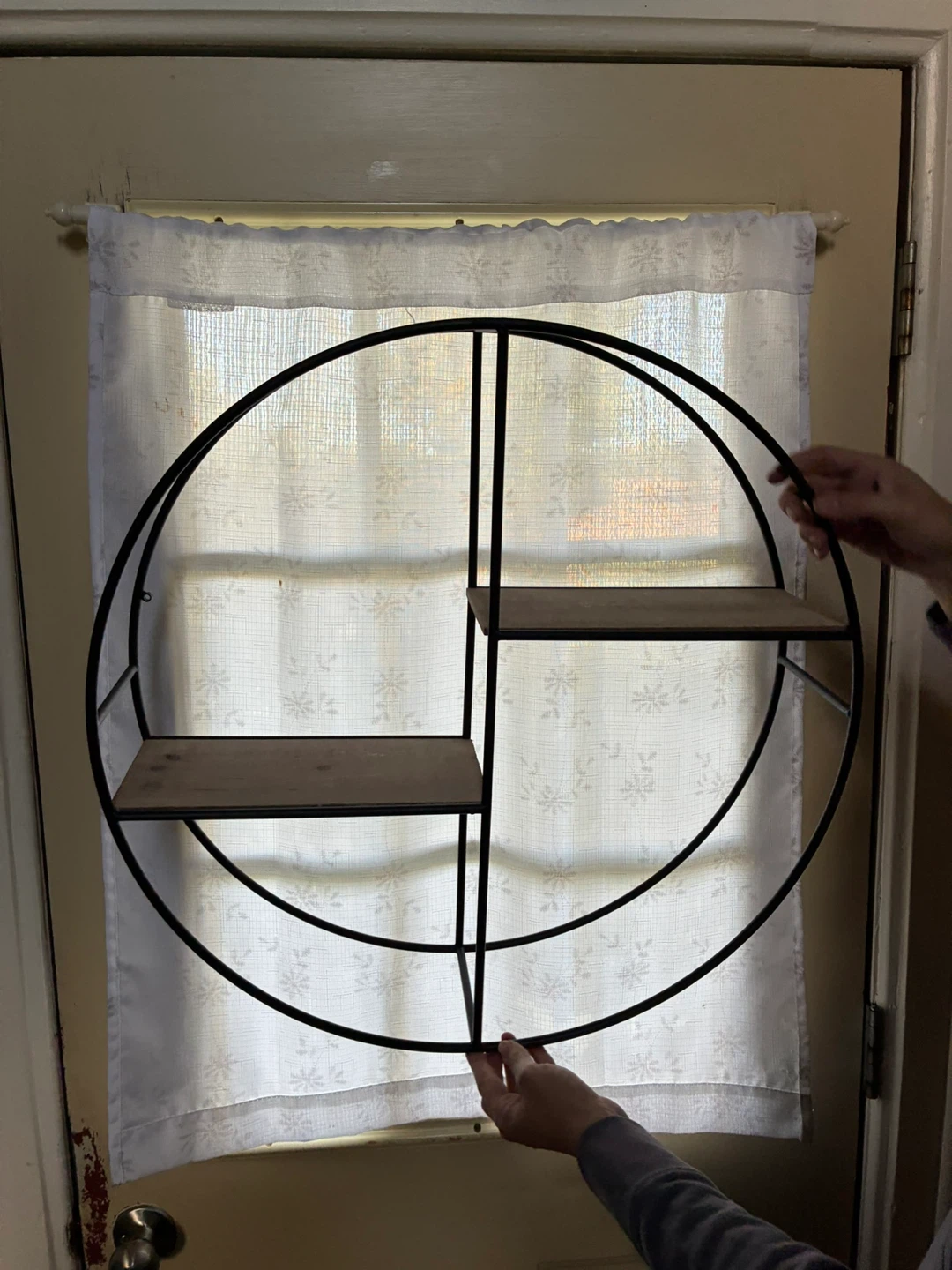 Circular Metal and Wood Wall Shelf - photo 2