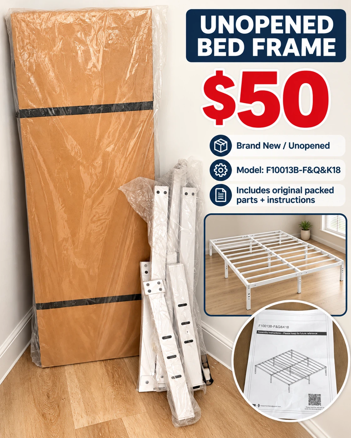 Unopened Bed Frame Model F10013B-F&Q&K18