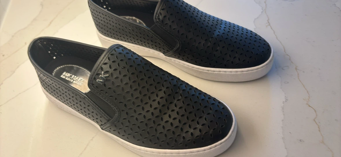 Michael Kors Black Laser-Cut Slip-On Sneakers
