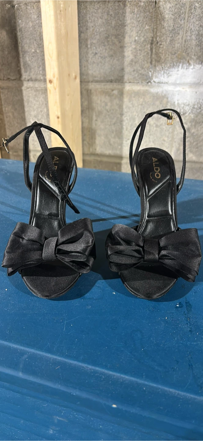 ALDO Black Satin Bow Heeled Sandals - photo 2