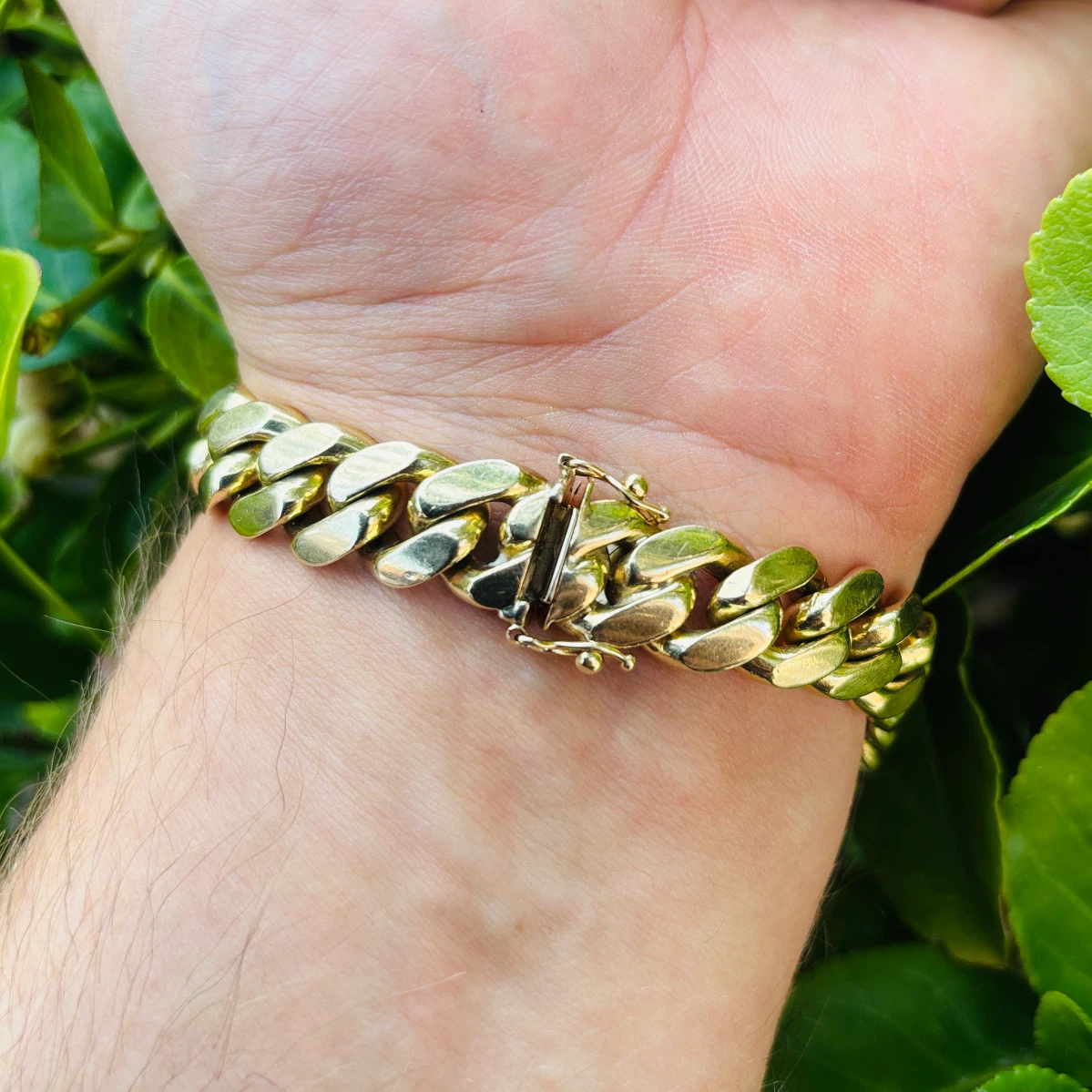 78.5 10k Solid Gold Cuban Link Chain Bracelet