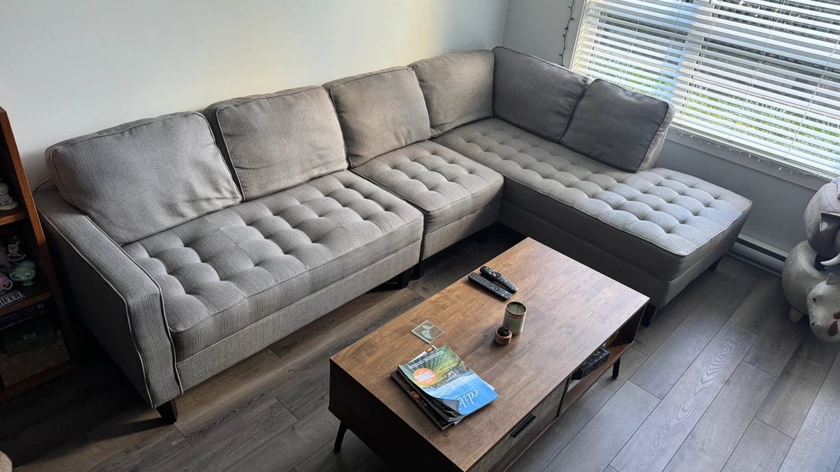 Grey Sectional Sofa with Chaise - photo 2