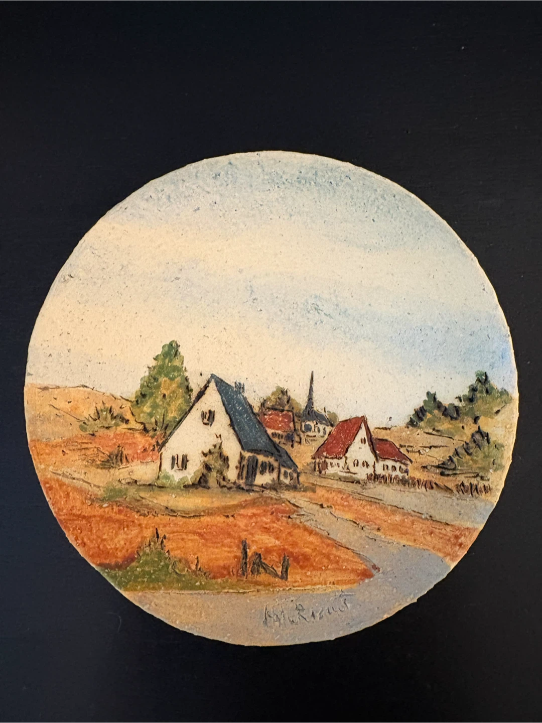 Decorative Hand-Painted Rural Landscape Wall Plate - photo 3