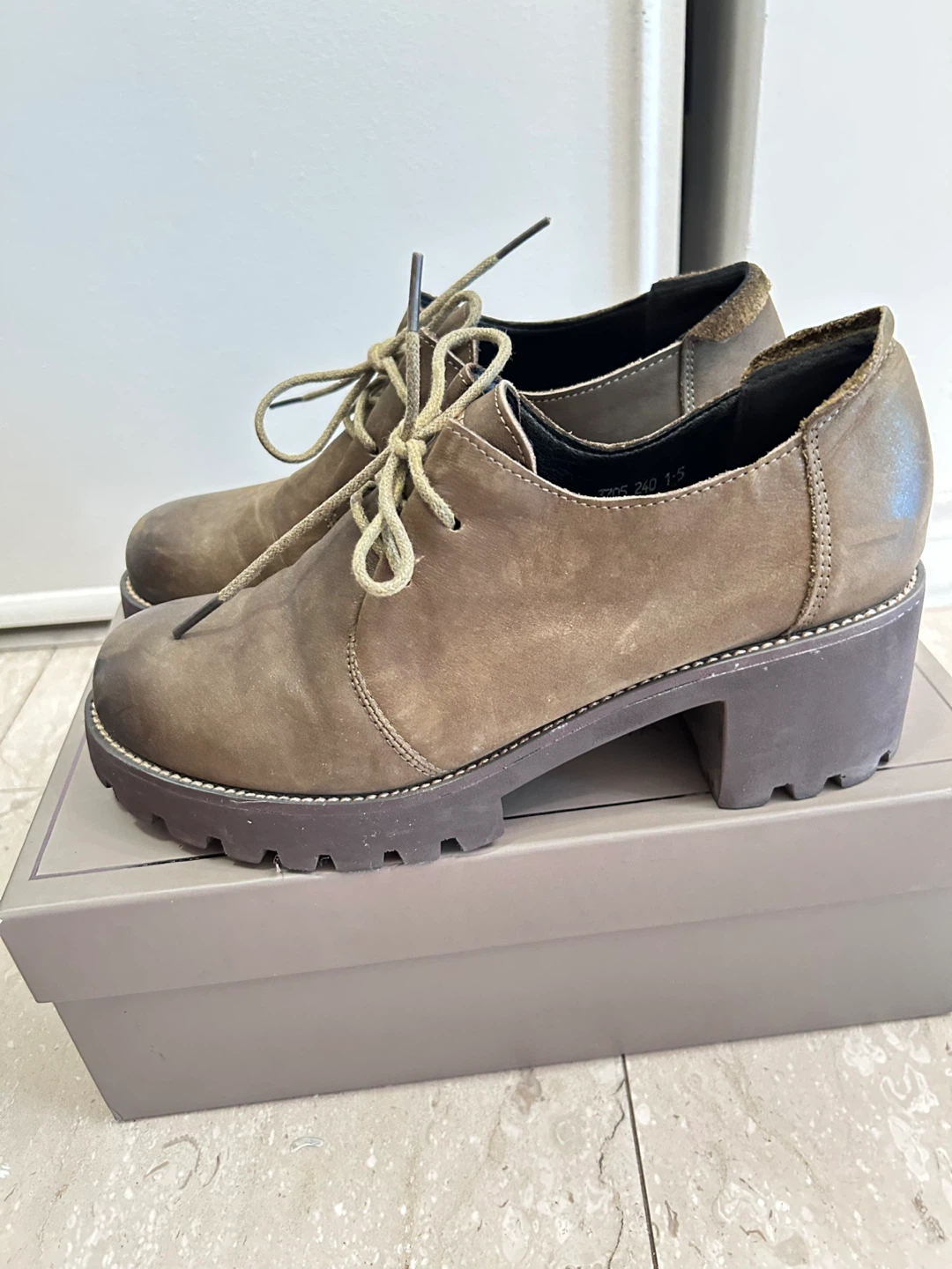 Leather Lace-Up Platform Shoes - photo 2