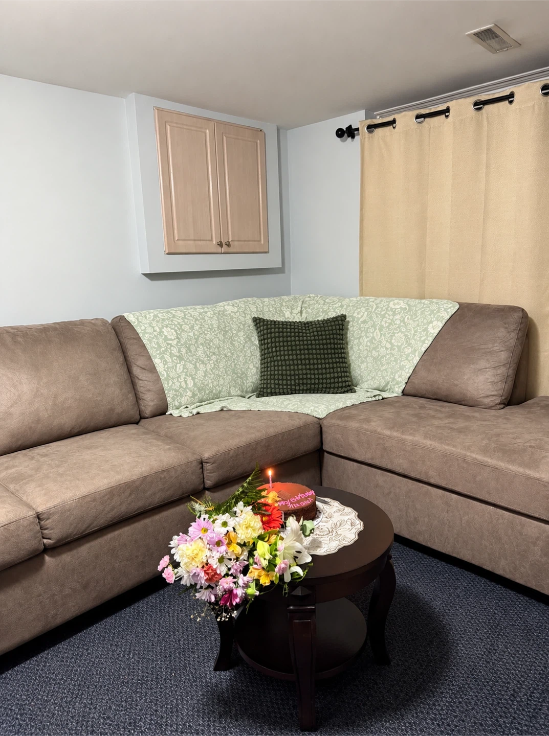 Brown L-Shaped Sectional Sofa