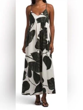 C&C California Leaf Print Maxi Dress
