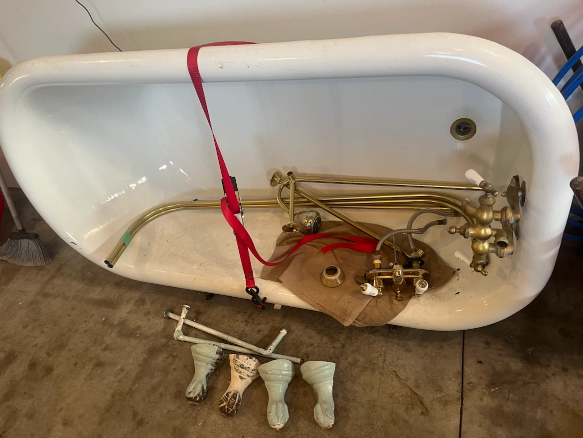 Vintage Cast Iron Tub with Plumbing Attachments - photo 5