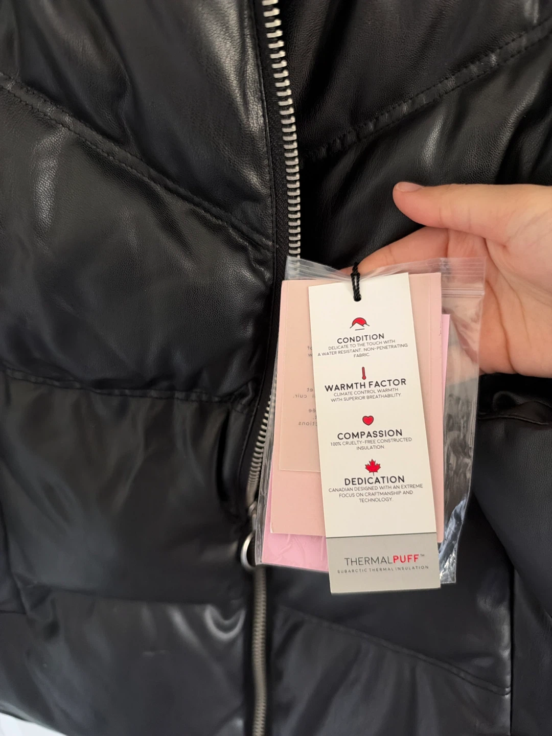 Avec Les Filles Black Faux Leather Puffer Jacket - XS - photo 3