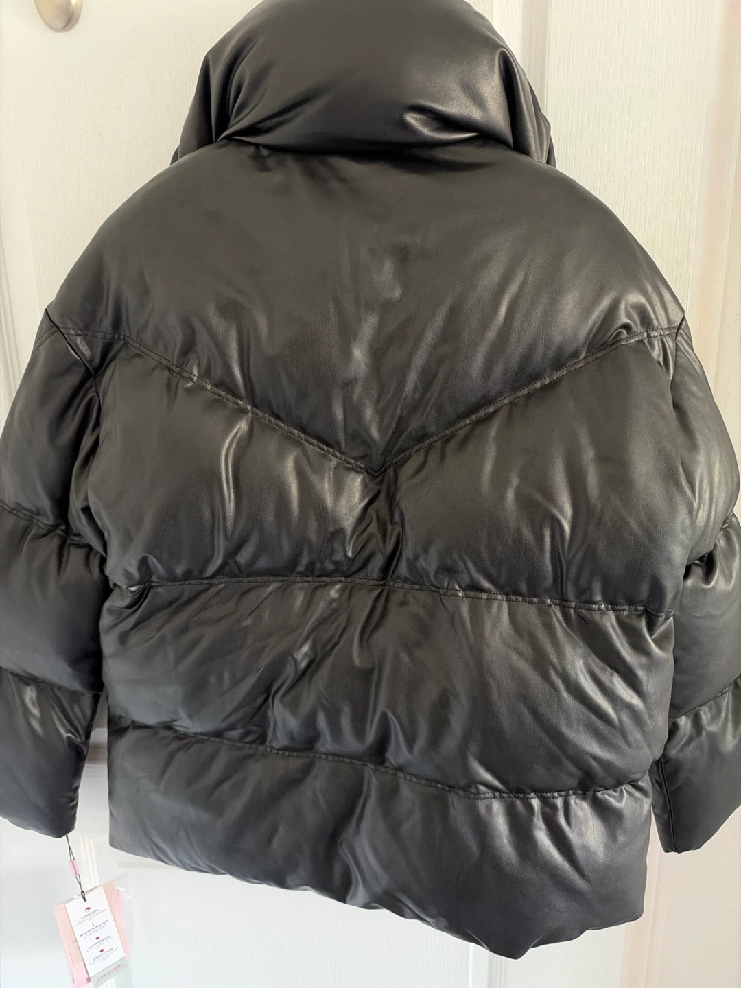 Avec Les Filles Black Faux Leather Puffer Jacket - XS - photo 4