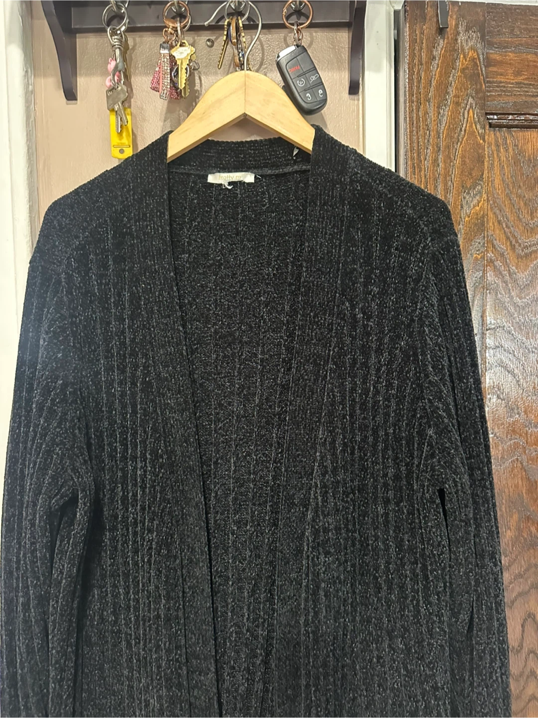 Matty M Black Ribbed Open Cardigan - photo 2