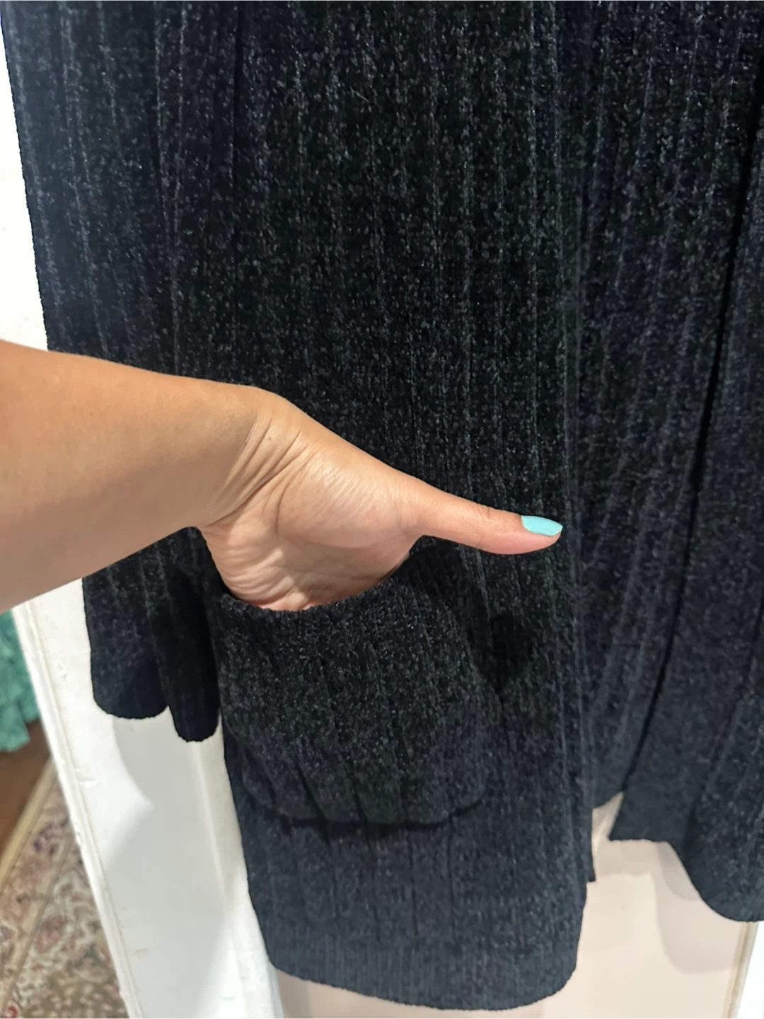 Matty M Black Ribbed Open Cardigan - photo 3