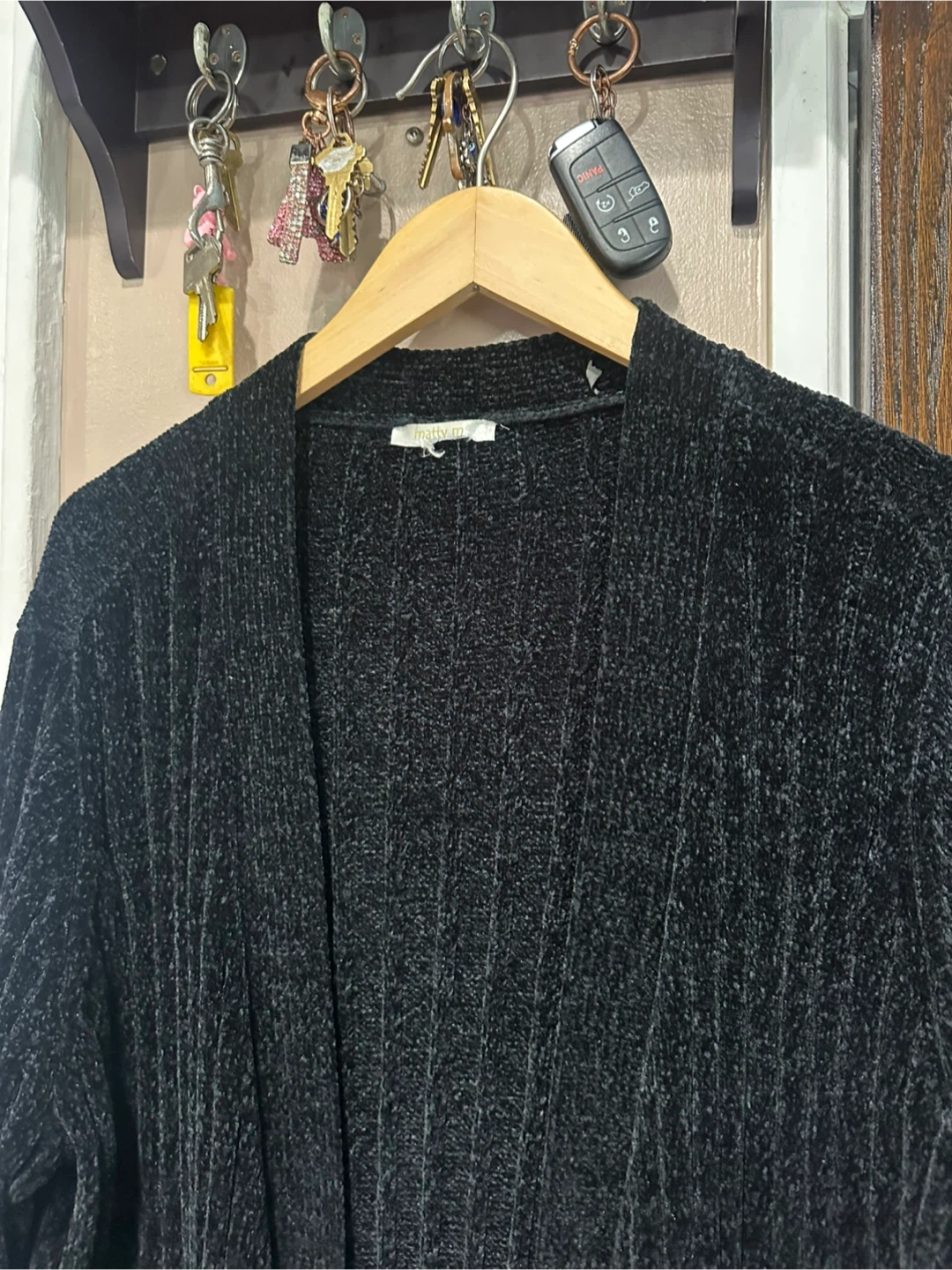Matty M Black Ribbed Open Cardigan - photo 4