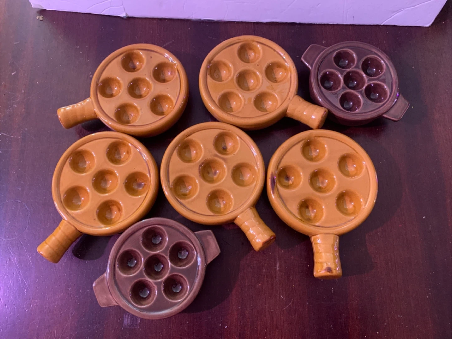 Set of 7 Vintage Ceramic Escargot Dishes - Made in Canada