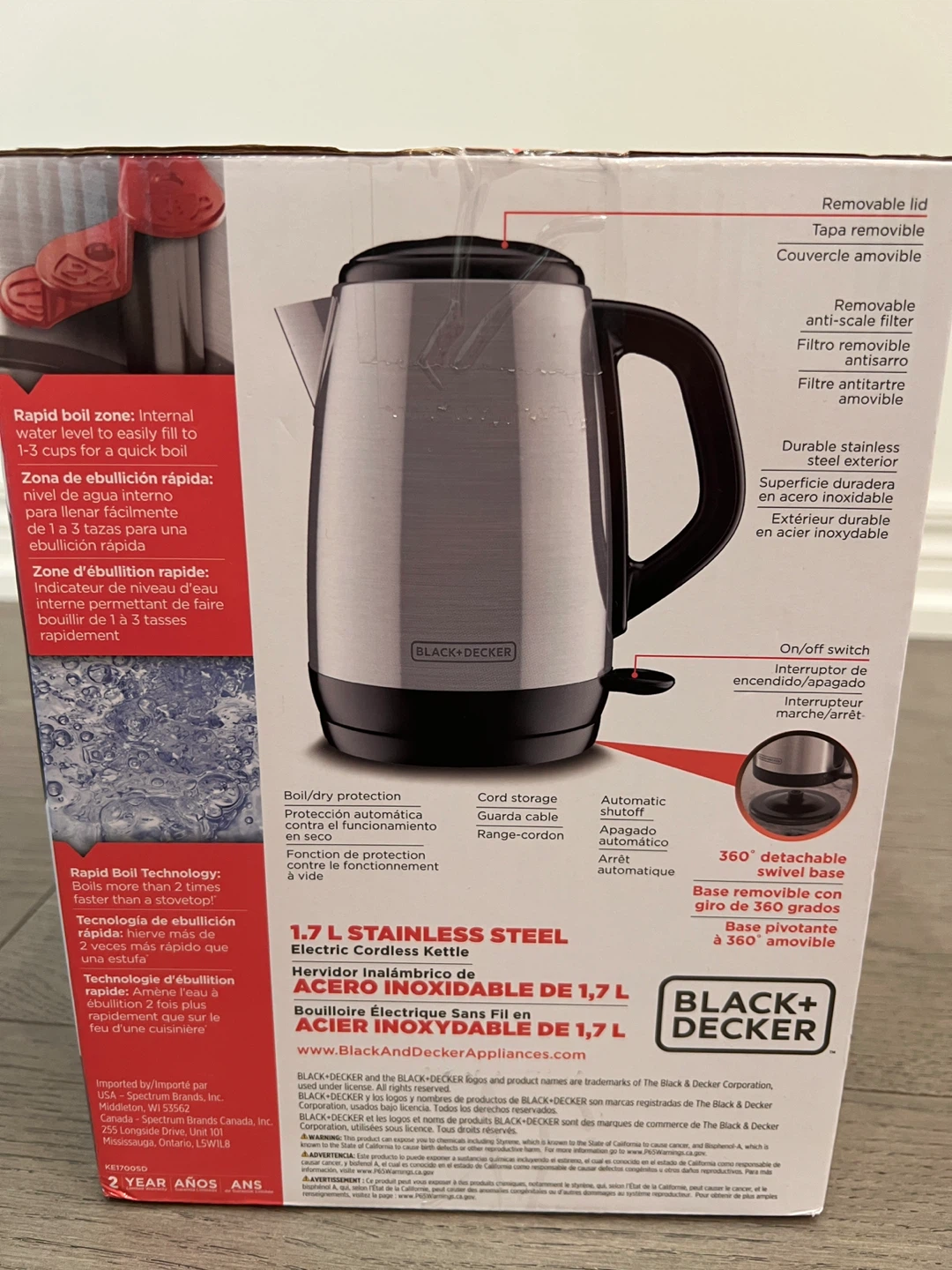 Black+Decker 1.7L Stainless Steel Electric Cordless Kettle - photo 2