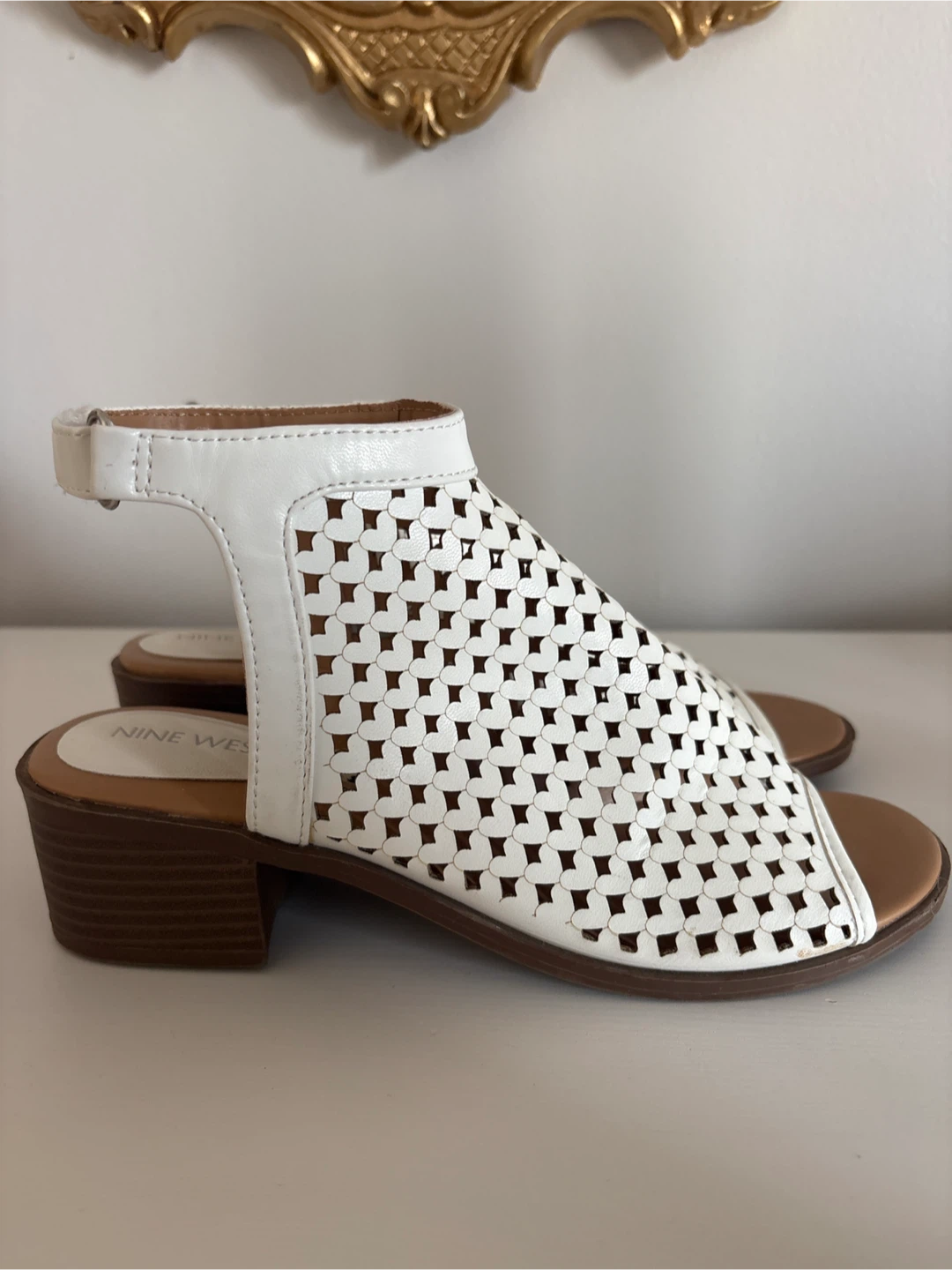 Nine West White Cut-Out Sandals