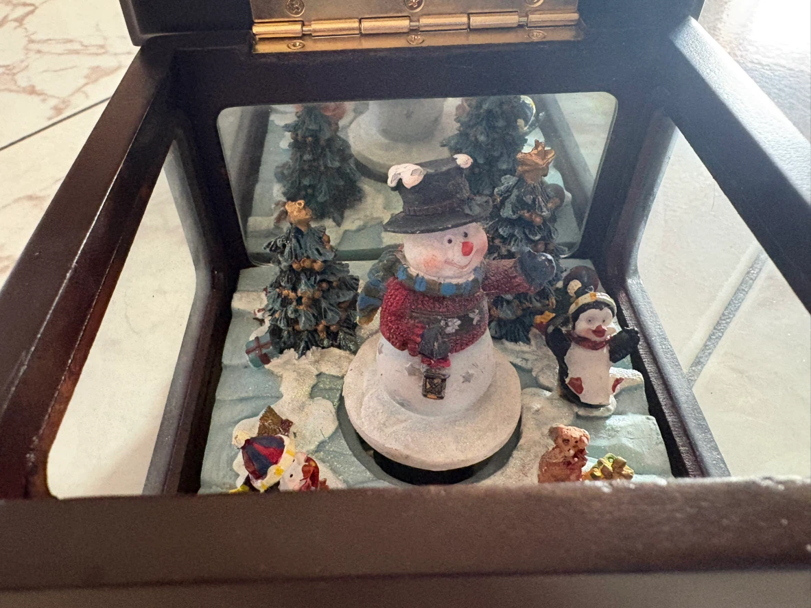 Christmas Music Box with Snowman and Penguins