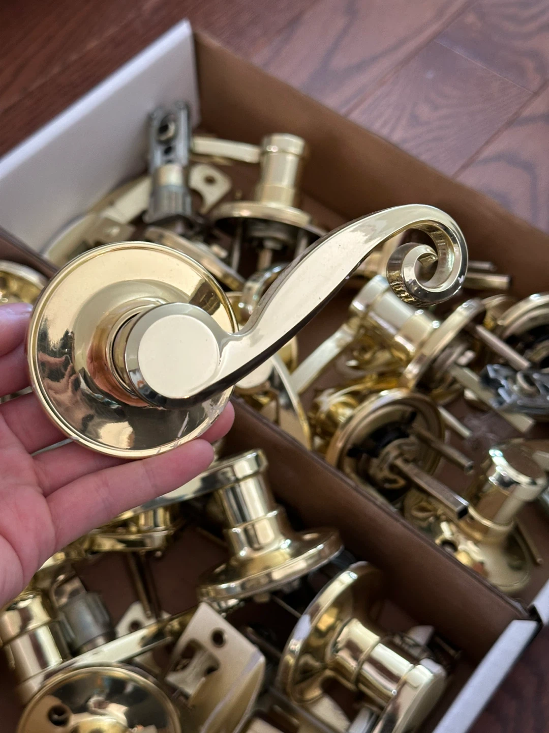 Vintage gold swirl door handles